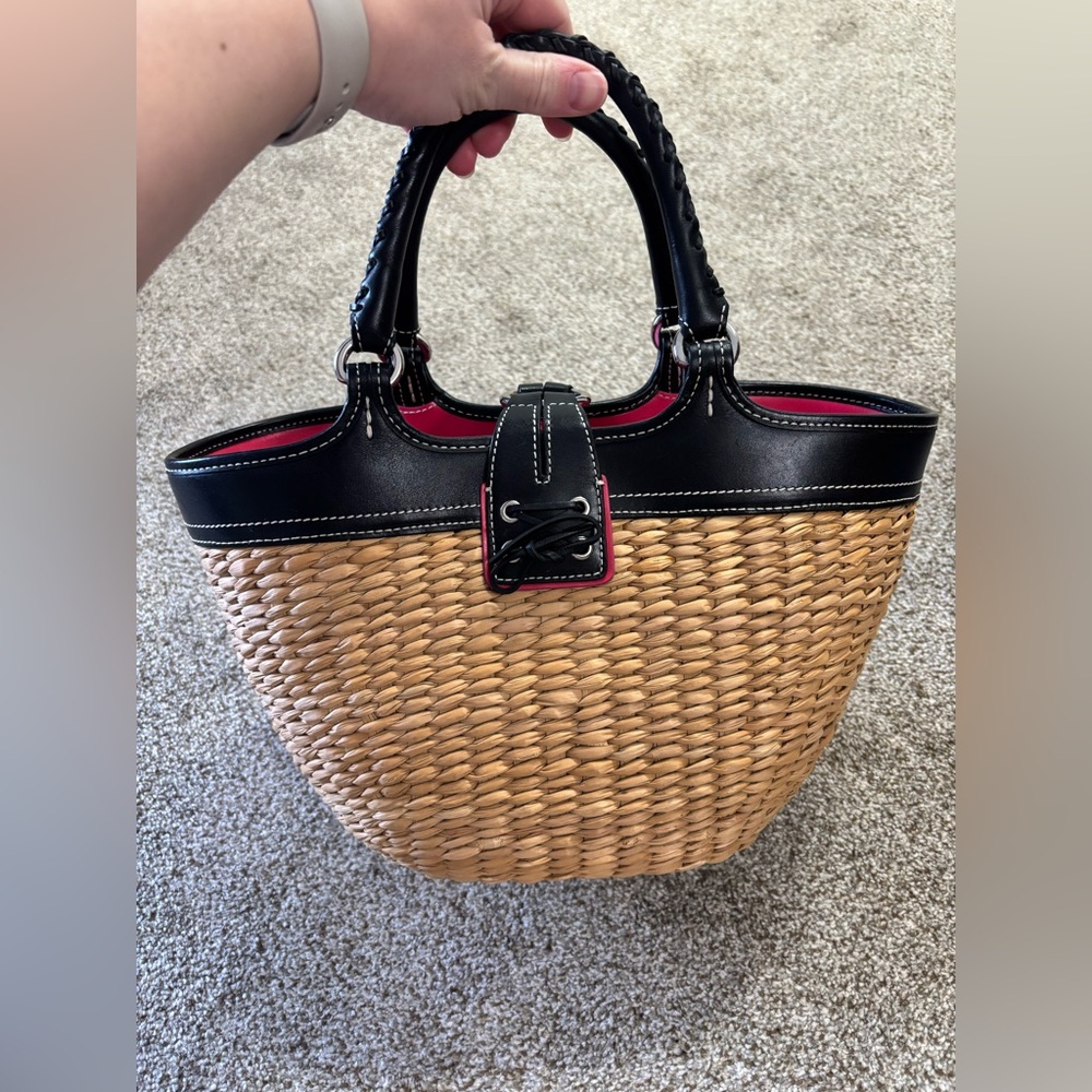 Vintage Coach Black and Tan Woven Tote Bag - Picture 10 of 14